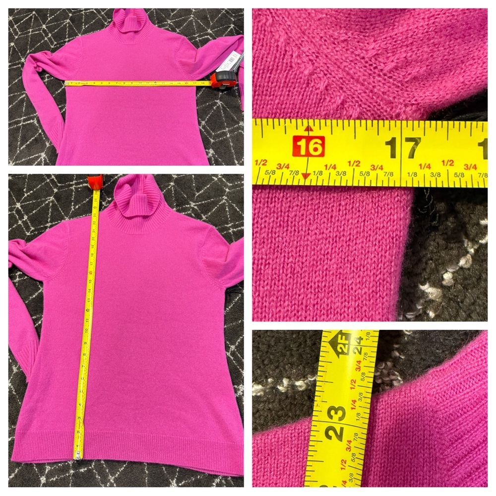 NWT! Cashmere! MICHAEL STARS Claire Cashmere Turtleneck In FUCHSIA - Picture 4 of 6